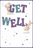 Overflowing with playful optimism, this illustrated get well card delivers a burst of warmth well-suited for Wealdstone's vibrant neighbourhood. A tender-eyed teddy bear and a sprightly pup anchor the message, their fluffy, inviting textures detailed in soothing shades of indigo and teal. The distinctive, hand-rendered 'Get Well' lettering leaps confidently against a cream-coloured backdrop, while a constellation of softly shimmering stars dances above, echoing the twinkle of streetlights along the local high road. Every element-from the bear's gentle grip to the puppy's cheering presence-exudes comfort, as though the two friends are personally delivering heartfelt wishes for recovery. The card's harmony of colours and playful forms feels like a thoughtful bouquet crafted to bring light to someone's day, each brushstroke imbued with care and hope. Receiving this card, especially alongside a fresh floral arrangement from a local shop, would surely bring a sense of emotional healing and reassurance, creating a moment of brightness for anyone recuperating in Wealdstone.